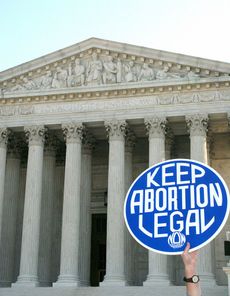 A pro-choice demonstrator outside the Supreme Court.