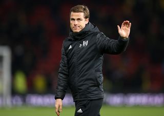 Fulham caretaker manager Scott Parker holds his hands up