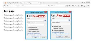 The real LastPass login window is on the right. Credit: Sean Cassidy