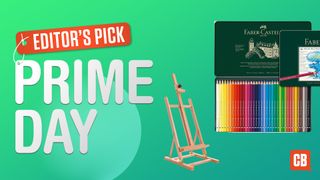 easel and pencils next to text that says 'editor's pick, Prime Day' on a green background