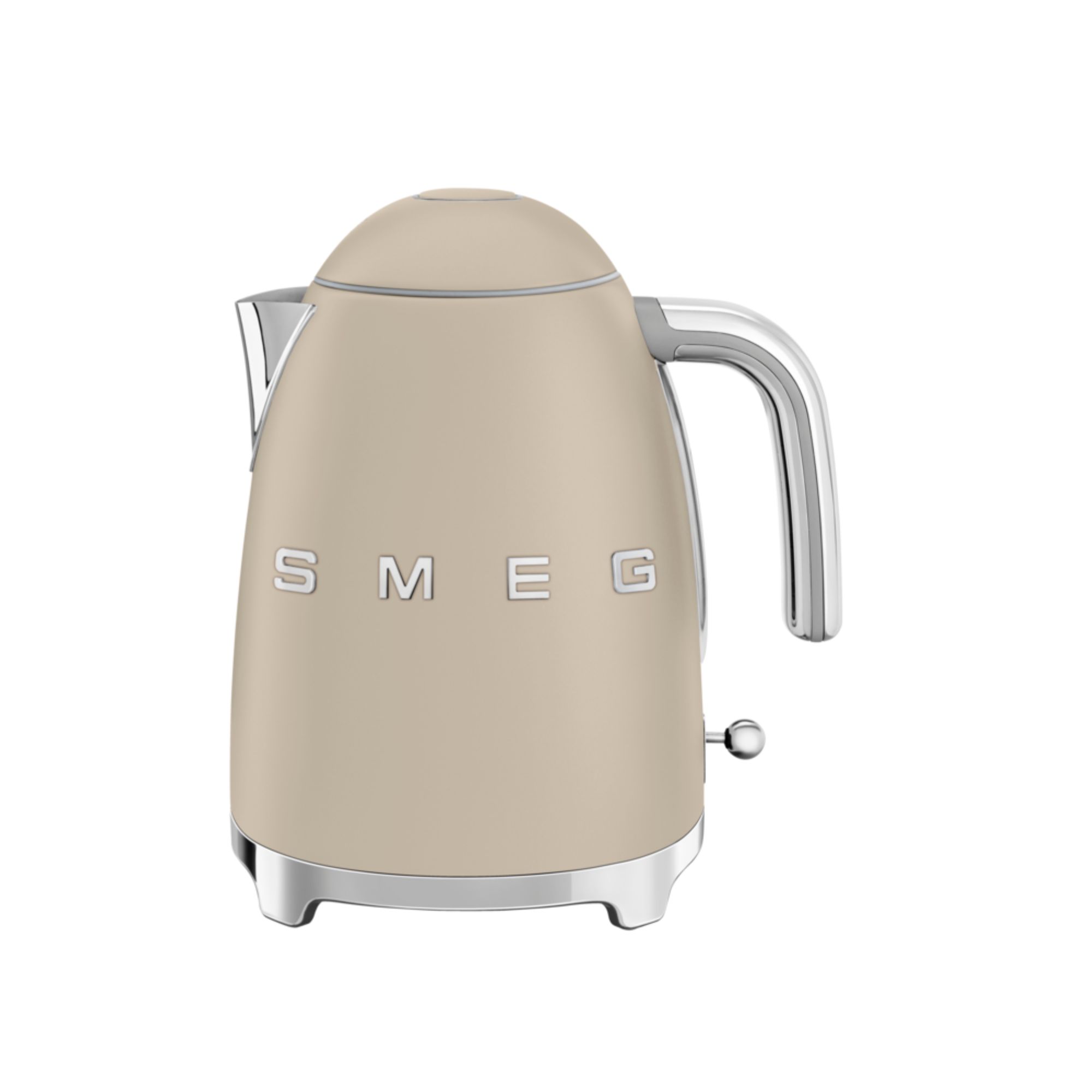 A matte cream colored SMEG kettle