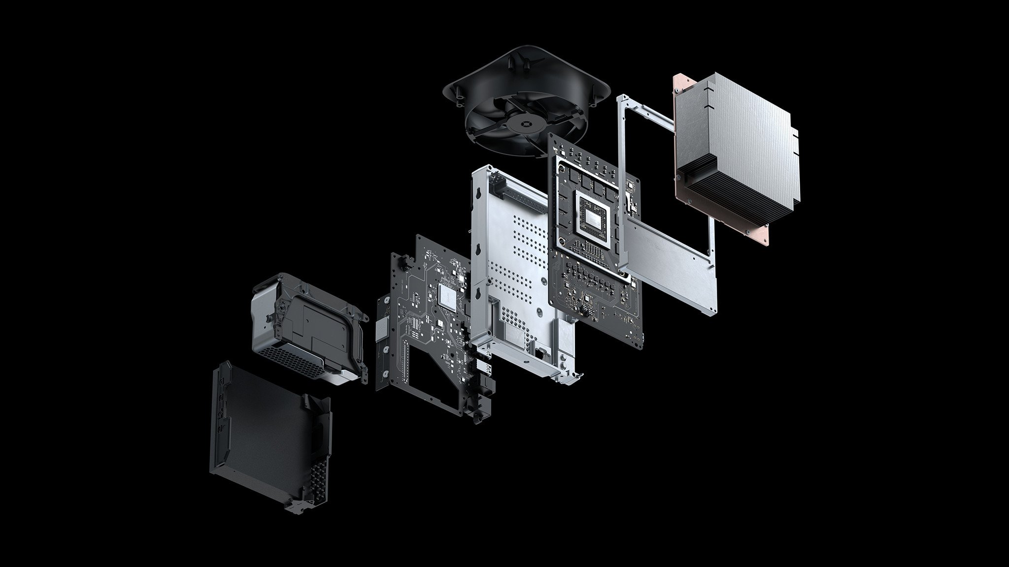 Imagen simulada de los componentes internos de Xbox Series X.