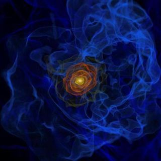 A simulation of how the first stars were formed.