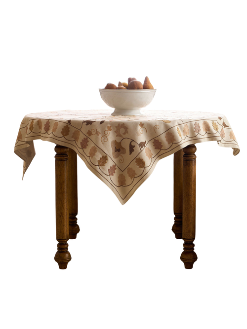 Fall Suzani Embroidered Cotton Table Throw