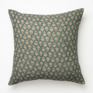 teal patterned square cushion