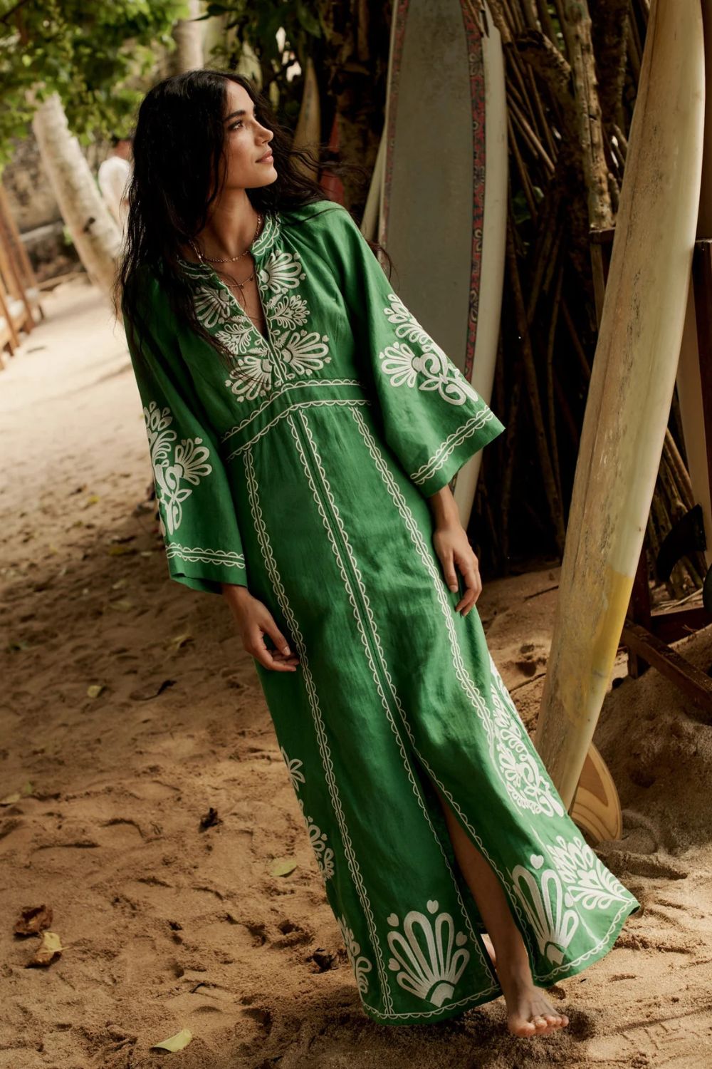 Boden Una Linen Embroidered Dress