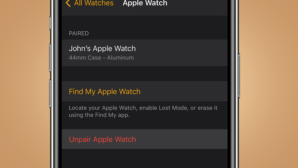 Unpairing Apple Watch