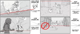 15 expert storyboard tips for TV animation: Establish the point of view with the horizon line/eye line
