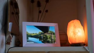 Aeezo 9-inch digital photo frame with a salt lamp