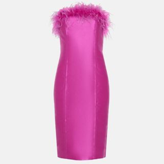 pink feathered bandeau dress