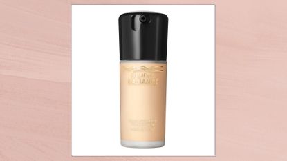 M.A.C Studio Radiance Serum Powered Foundation on a pink watercolour background