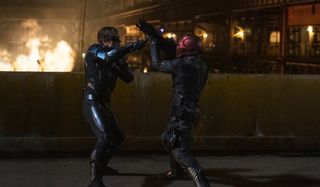 titans season 3 nightwing vs red hoot fight hbo max