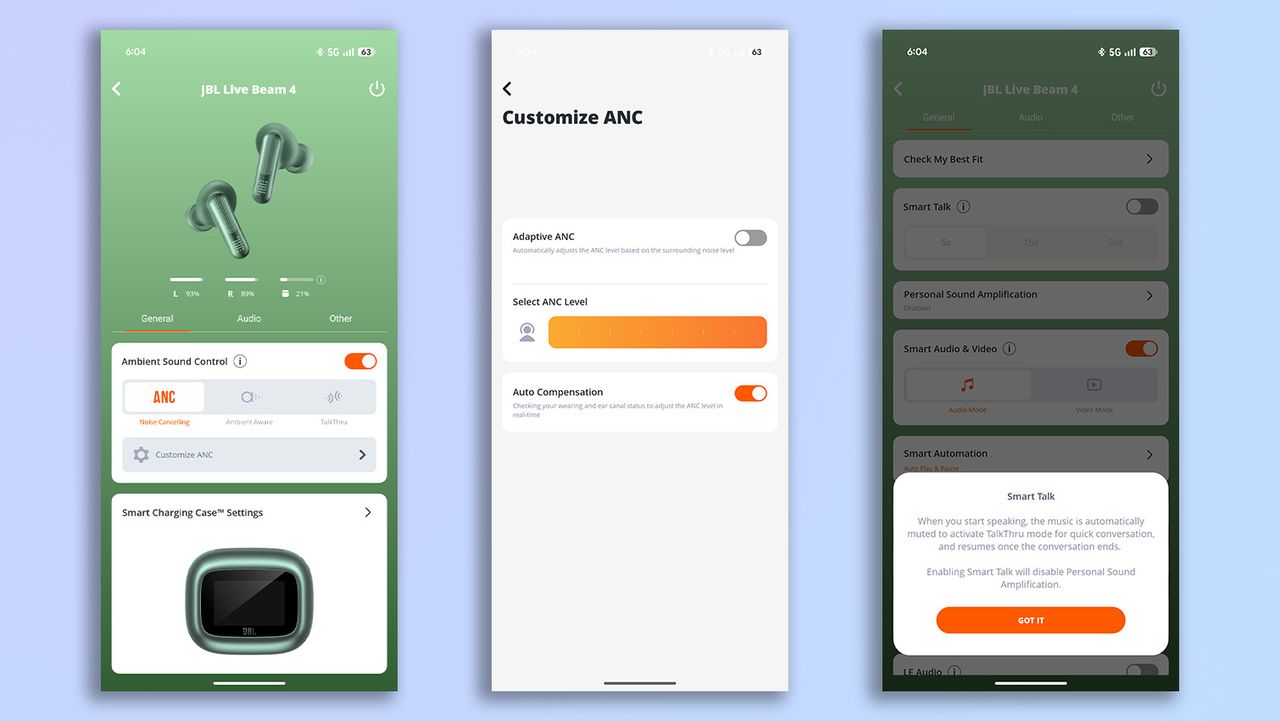 JBL Headphones app screenshots