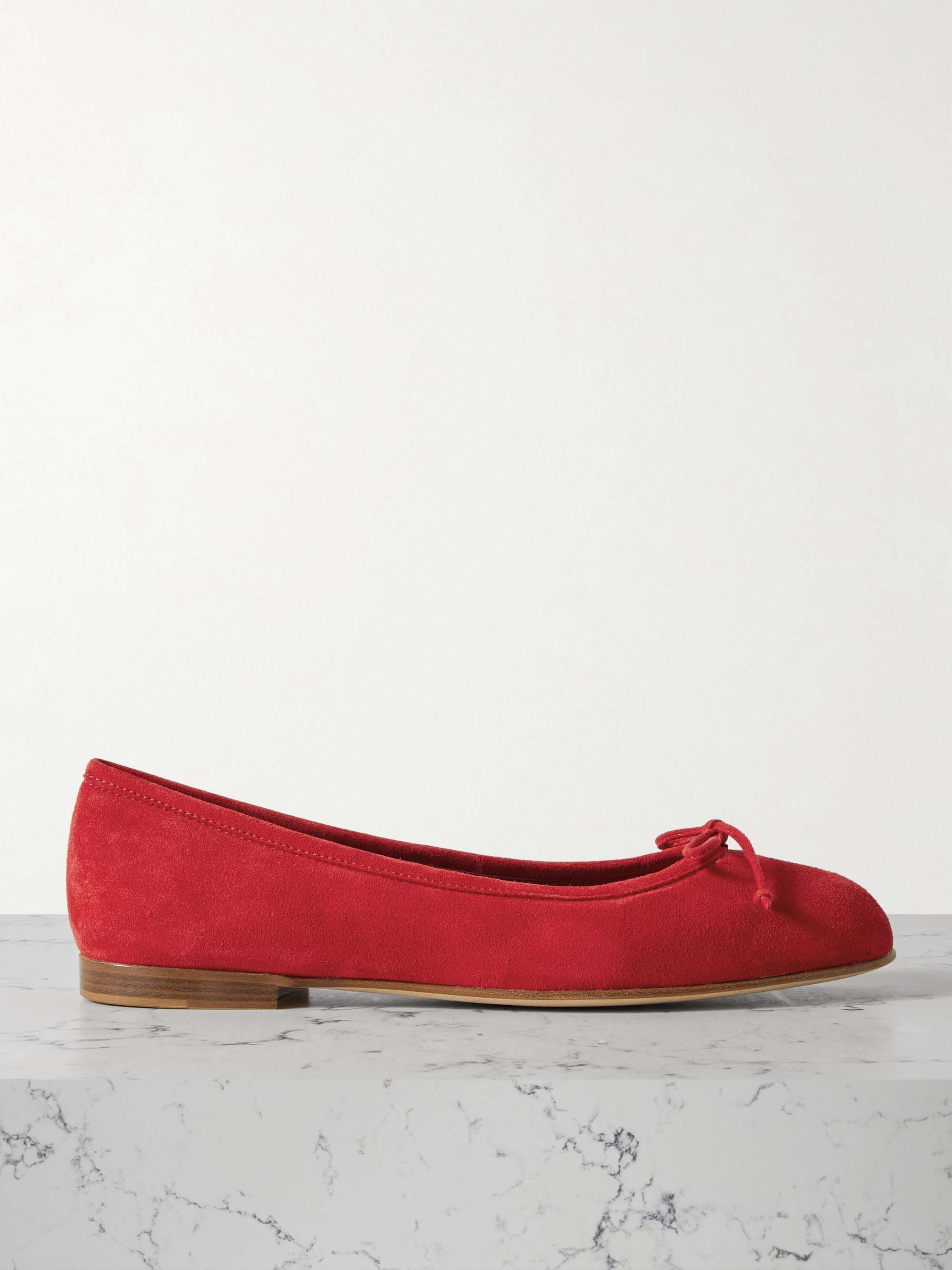 Veralli Bow-Detailed Suede Ballet Flats