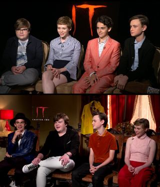 IT and IT CHapter two junket interviews side by side