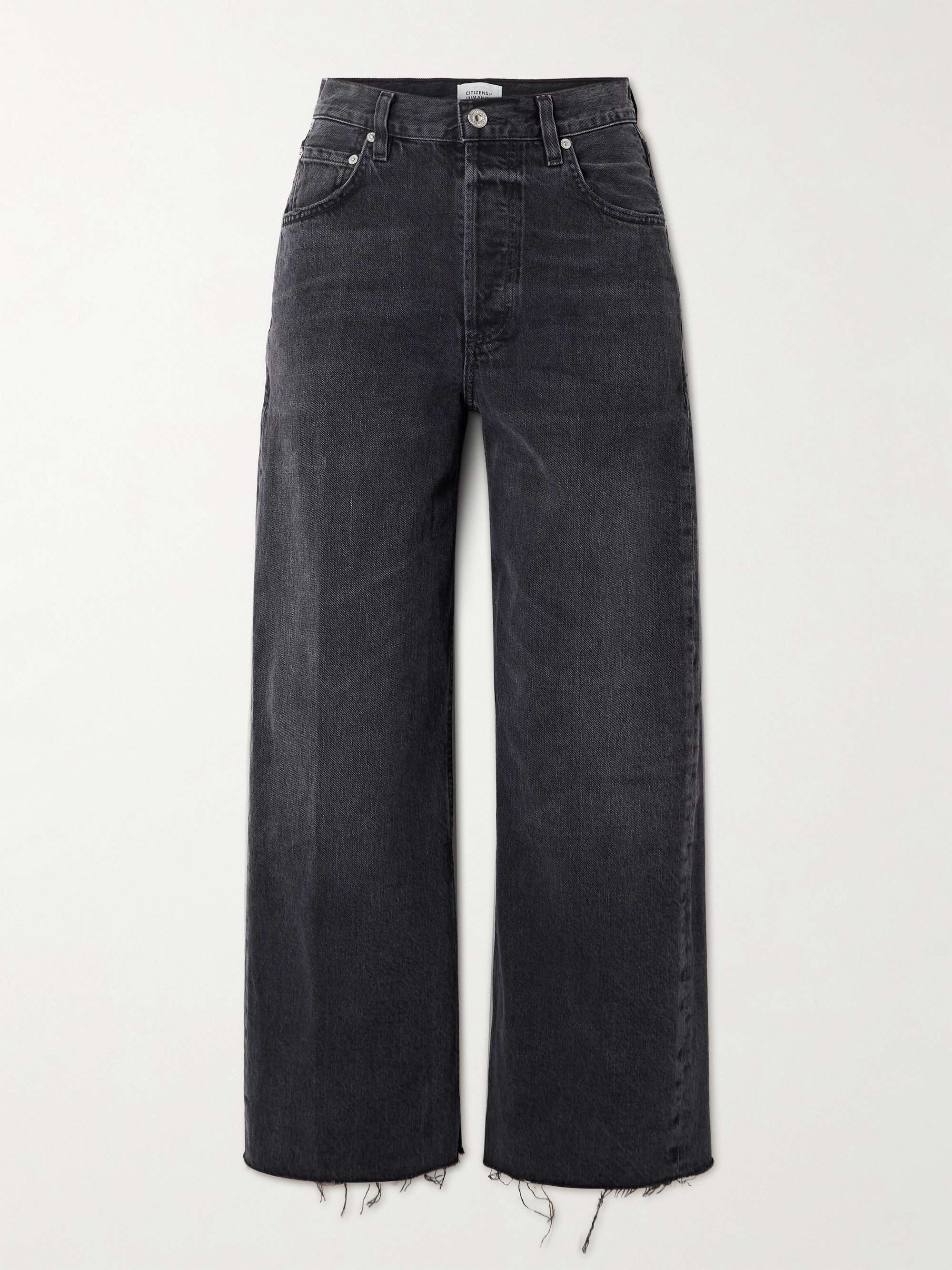 Ayla Cropped Frayed High-Rise Wide-Leg Jeans