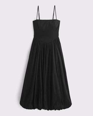 Dipped-Waist Bubble Hem Midi Dress