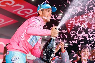 Vincenzo Nibali (Astana) in the maglia rosa