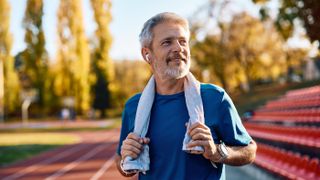 a senior man going to workout