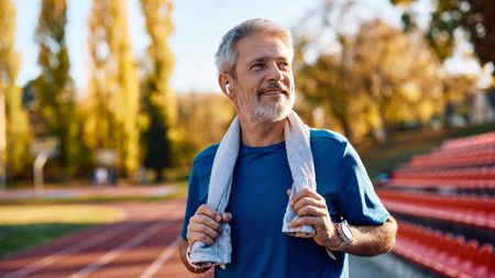 a senior man going to workout 