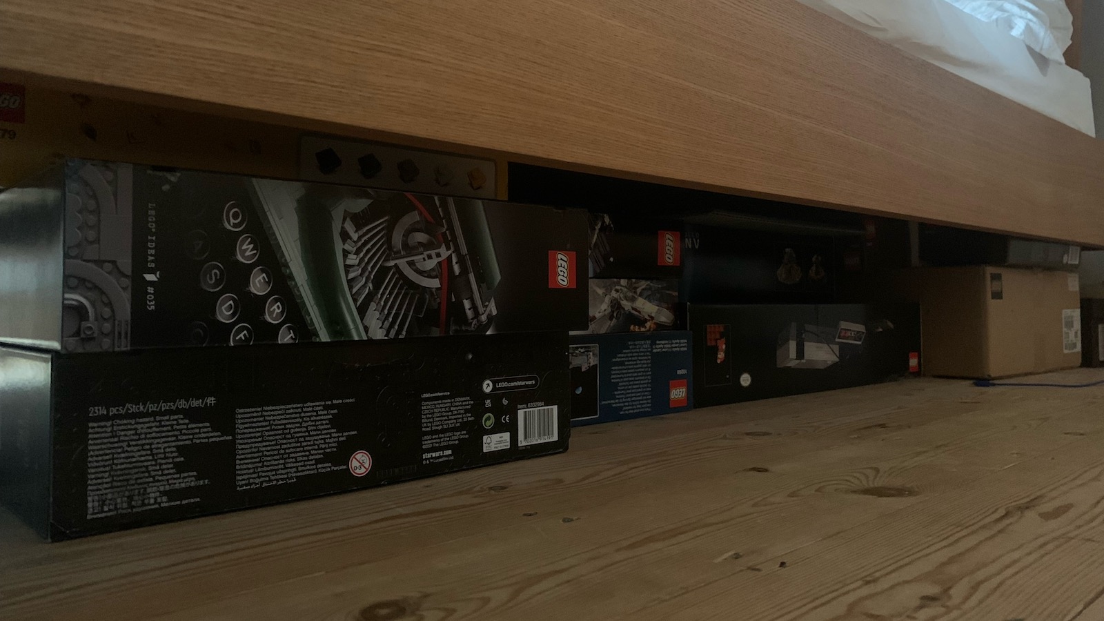 Josie's dad's impressive Lego collection stashed underneath his bed