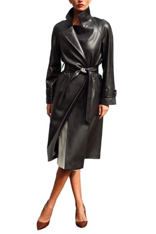 Nadine Faux Leather Trench Coat