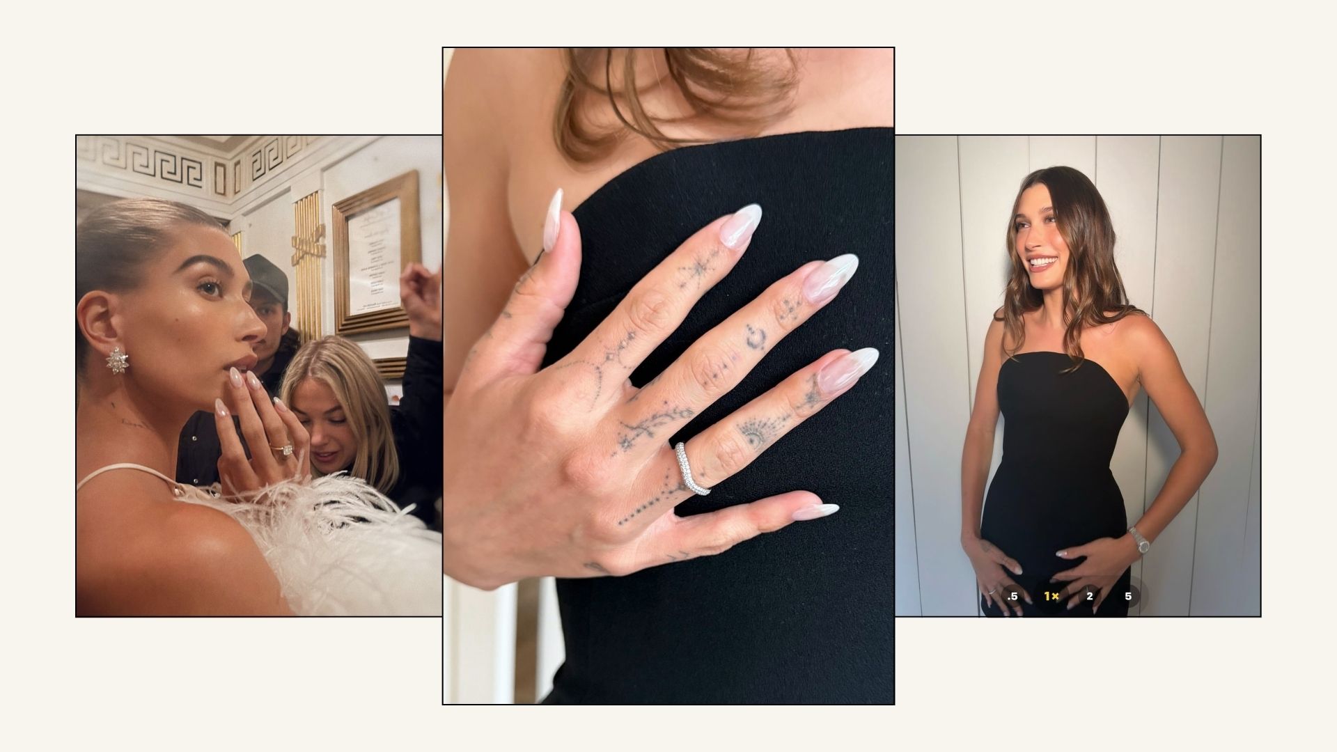 Hailey Bieber with OPI funny bunny nails