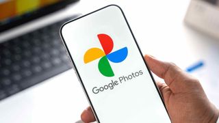 Google Photos logo on a phone