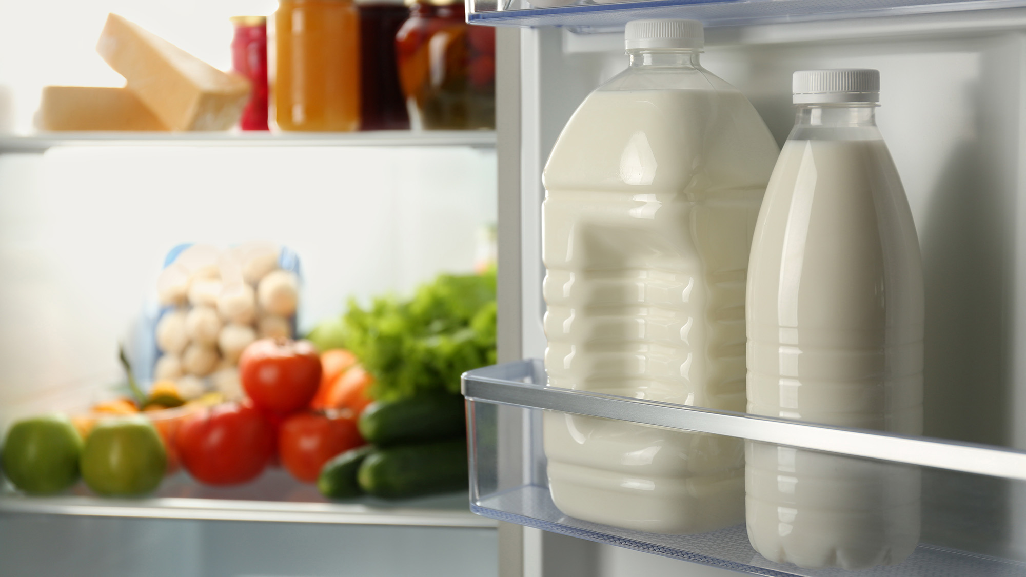 Milk in fridge door