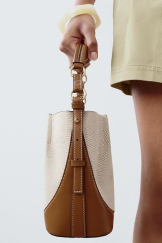 Topstitch Canvas Bucket Bag