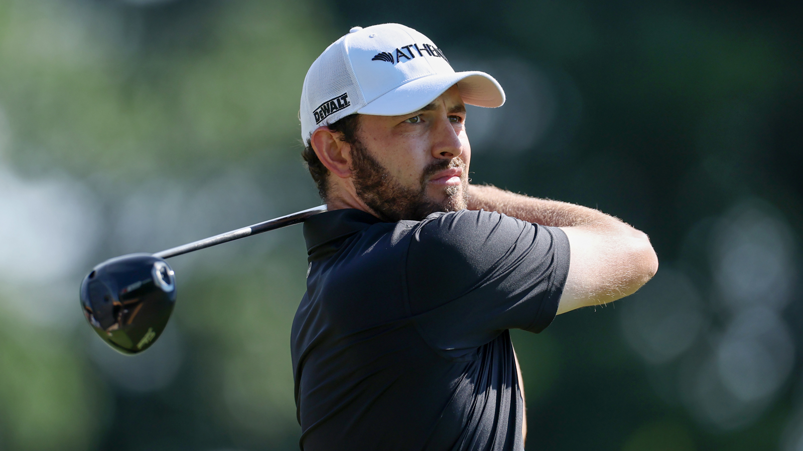 Patrick Cantlay hits a driver off the tee
