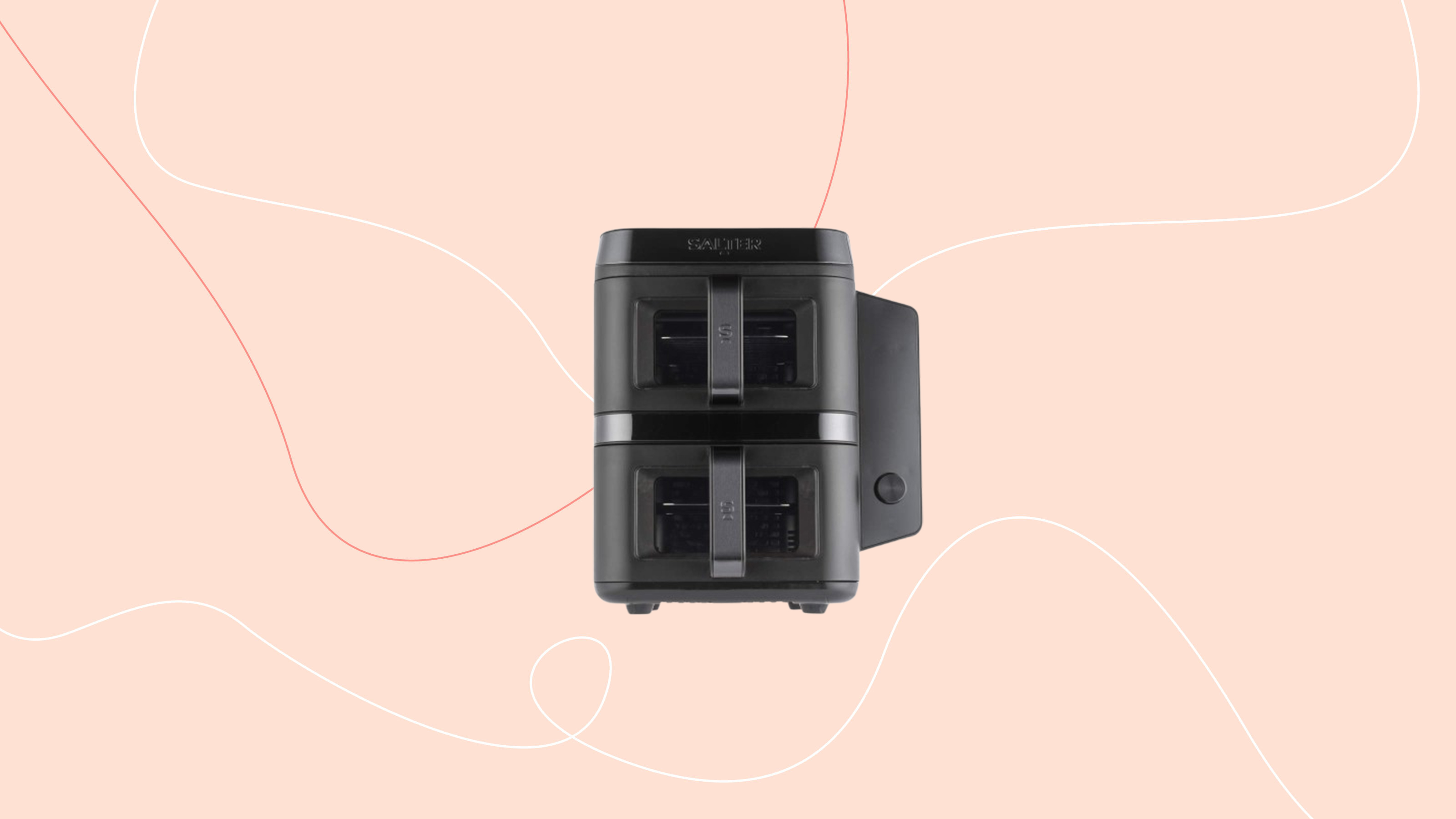 Salter two-tier air fryer on a pink background