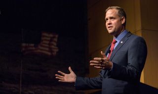 NASA Administrator Jim Bridenstine, seen here at a NASA town hall meeting at the agency's headquarters in Washington, D.C. on May 17, 2018, expressed anguish at a school shooting in Santa Fe, Texas on May 18.