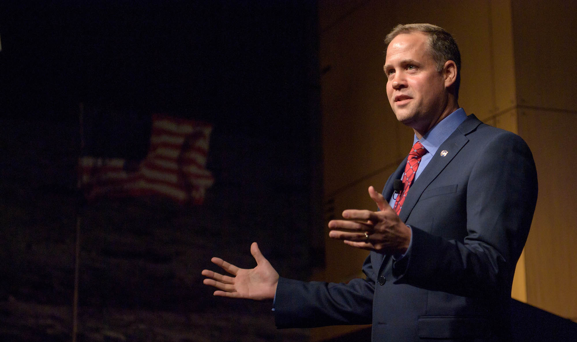 NASA Administrator Jim Bridenstine, seen here at a NASA town hall meeting at the agency&#039;s headquarters in Washington, D.C. on May 17, 2018, expressed anguish at a school shooting in Santa Fe, Texas on May 18.