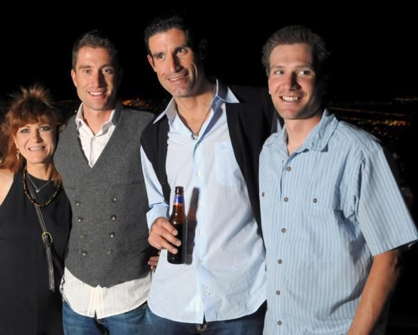 Sinclair Sales Mgr Joni Taylor with Christian Vande Velde, George Hincapie and Dave Zabriskie