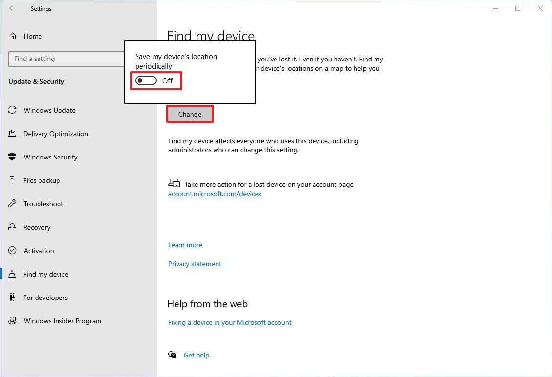 Save my device's location periodically (disabled)