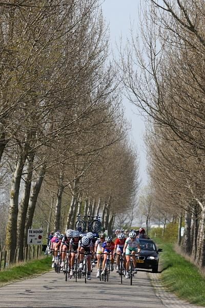 A late start to spring, the trees are devoid of leaves in this section of the course.