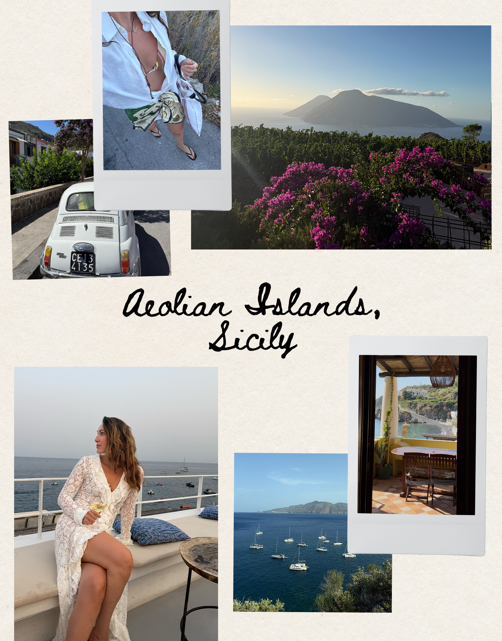 Collage of Anna LaPlaca's Aeolian Islands/Sicily travel diary.