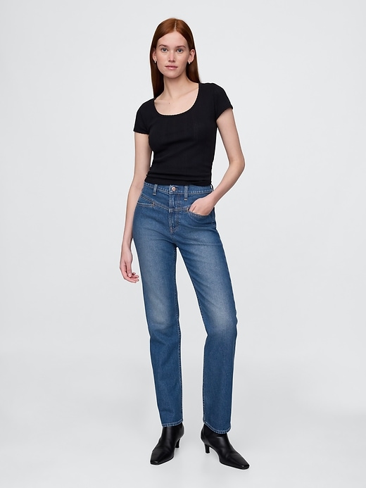 High Rise Western &#039;90s Slim Straight Jeans