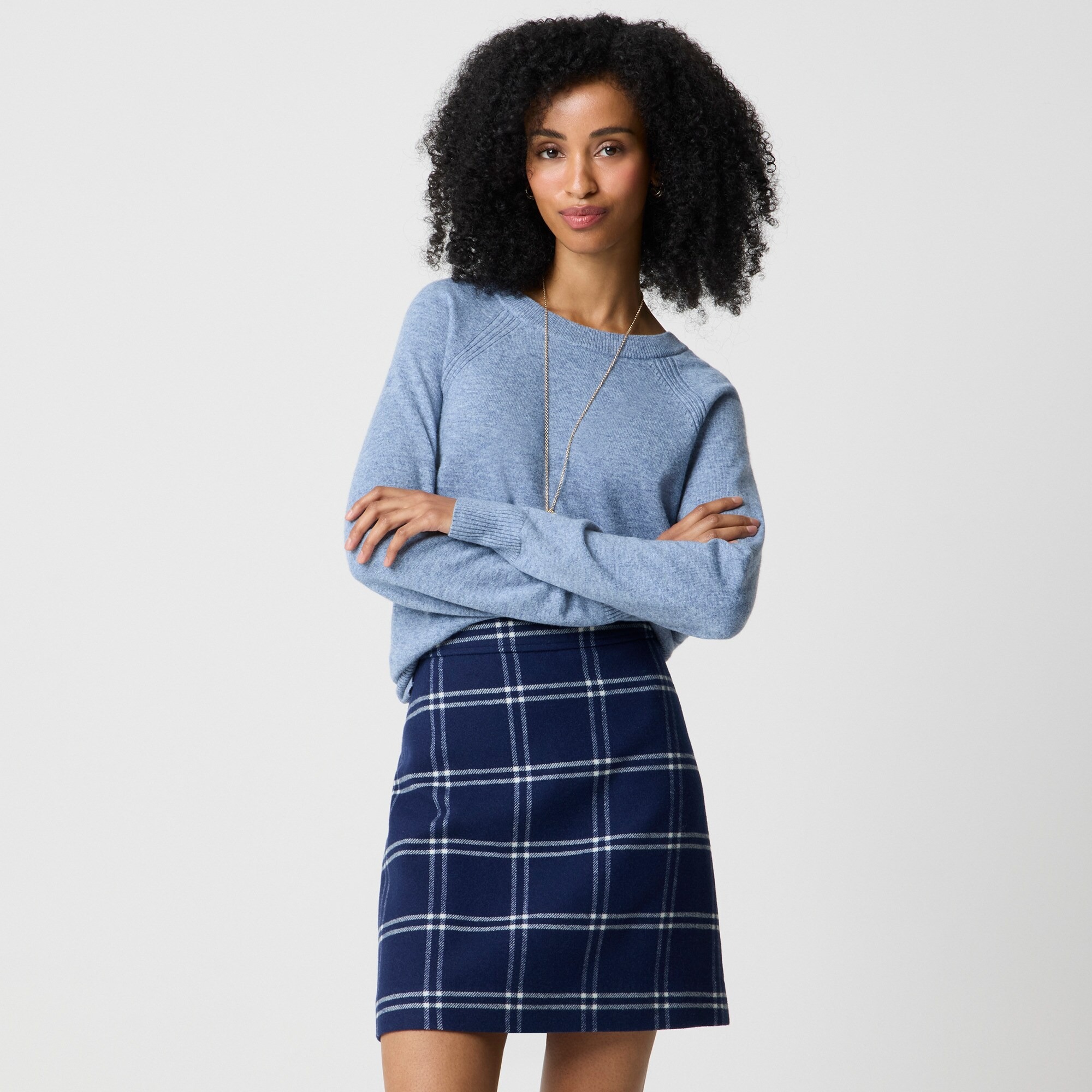 plaid woolblend aline mini-skirt