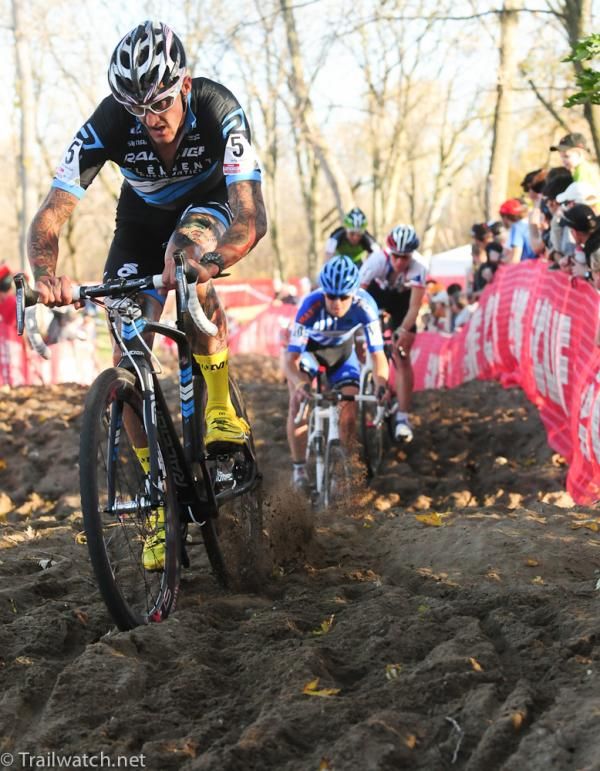 Ben Berden (Raleigh Clement) leading early in the race