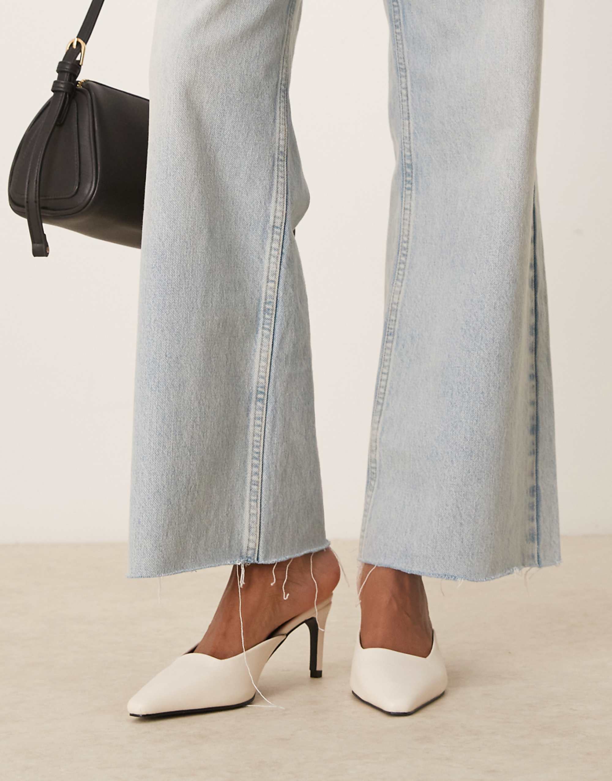 Raid Miko Kitten Heeled Mules in Cream