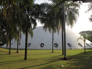 The fashion week space, the inaugural Design São Paulo week took place in another classic Oscar Niemeyer building within Ibirapuera Park