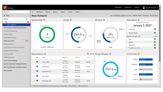 The dashboard for the Barracuda Backup Vx