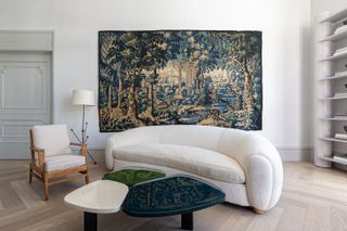 tapestry in contemporary living room