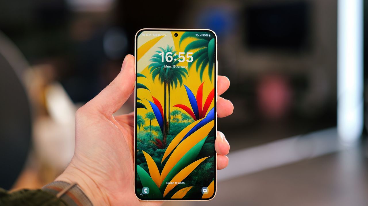 Samsung Galaxy S24 Plus phone held in a hand