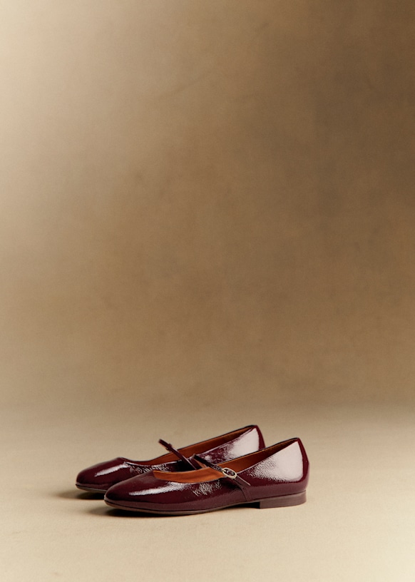 M&amp;eacute;line Low Ballerinas - Patent Purple - Bovine Leather - S&amp;eacute;zane