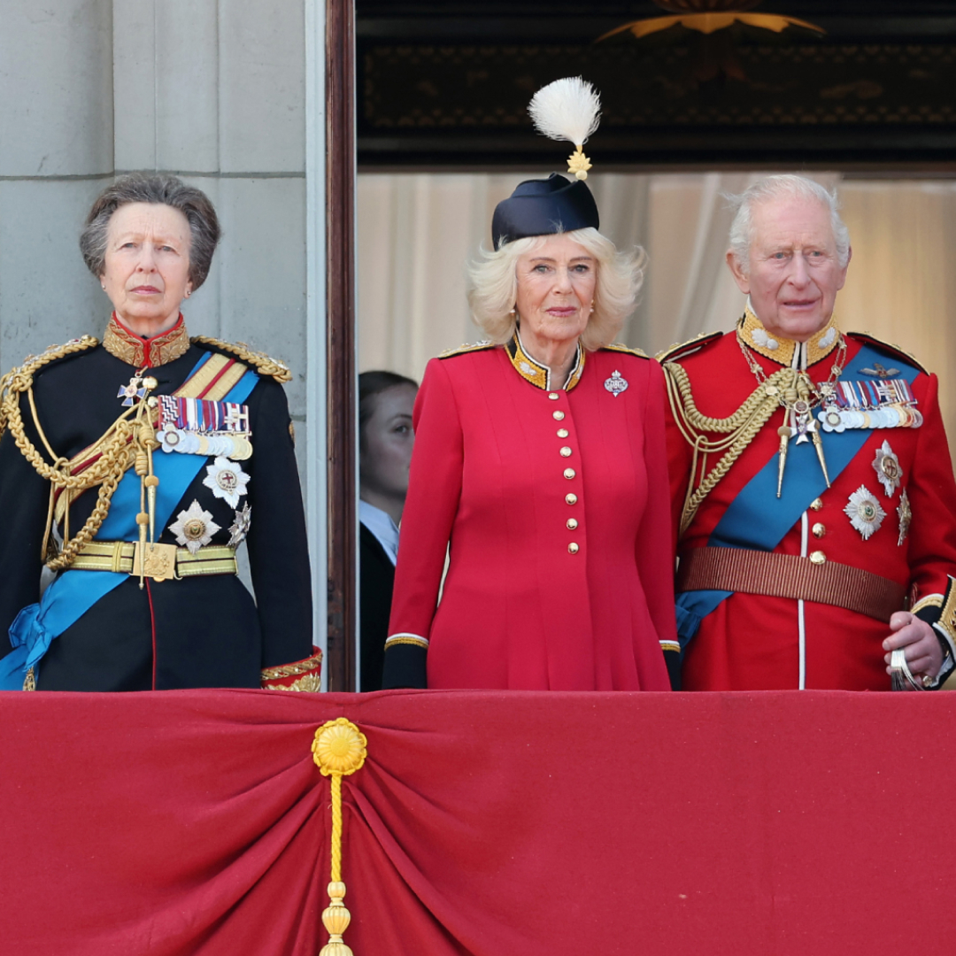 Members of the Royal Family posing on the Buckingham Palace balcony at Trooping the Colour 2026