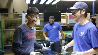 Wong He, Kenny Taylor and Jarred Gibson in American Factory