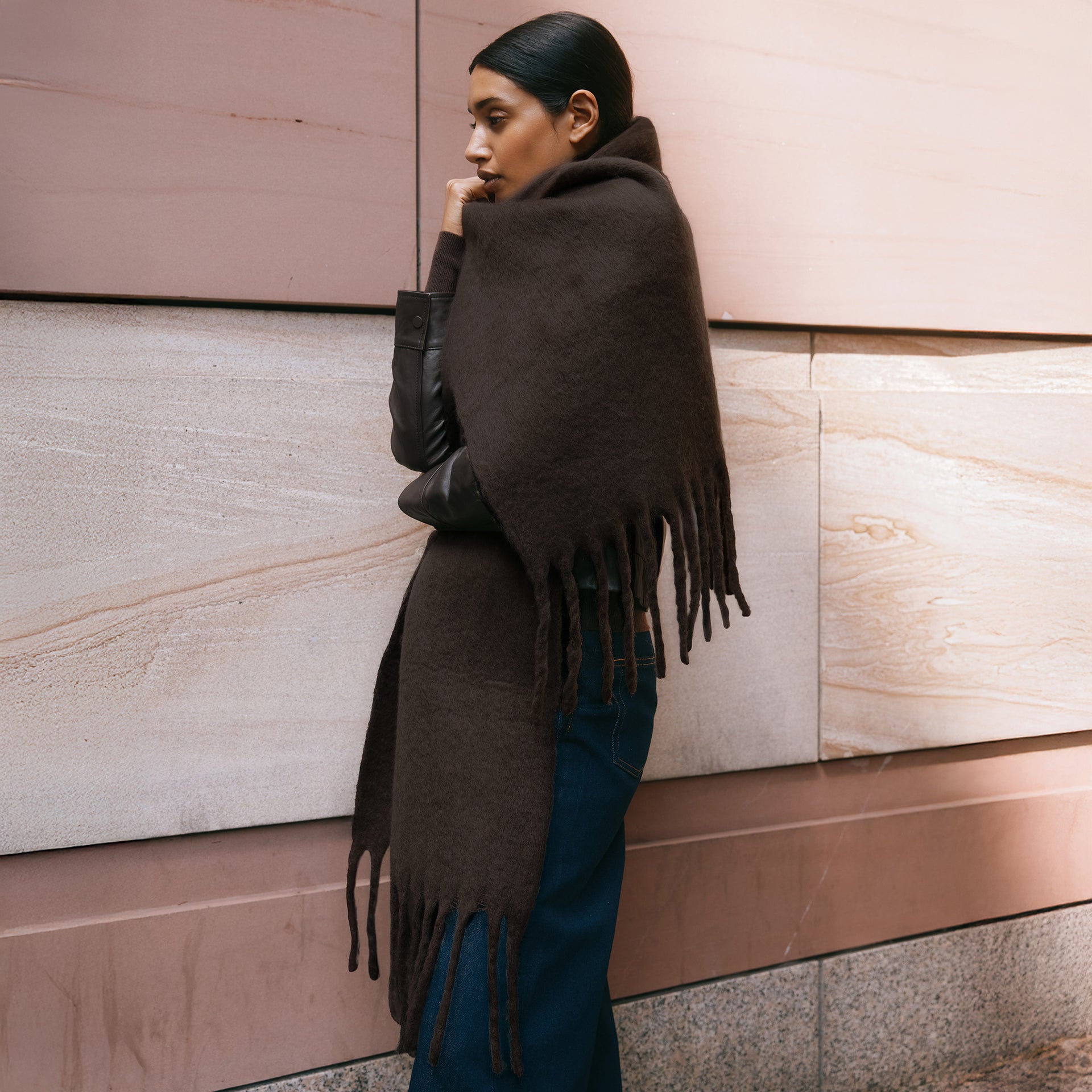 Chocolate Fluffy Scarf - One Size